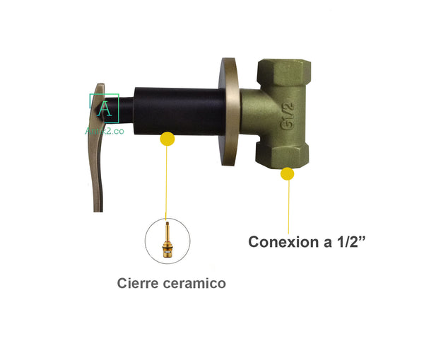 Registro Ducha Palanca Bronce Aceitado