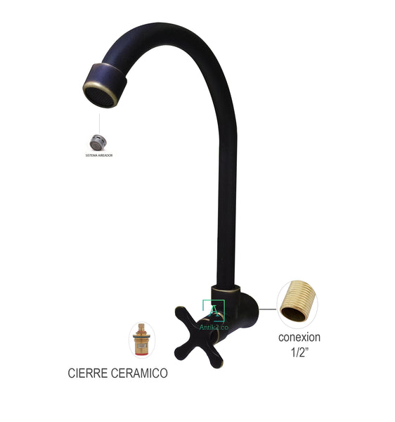 Griferia Pared Trebol Bronce Aceitado