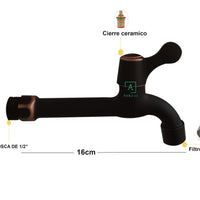 Llave terminal Pared Negro Antiguo (Agua fria)