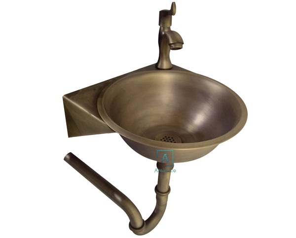 Lavamanos 30x28cm Vintage a pared Bronce Antiguo