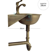 Lavamanos 30x28cm Vintage a pared Bronce Antiguo