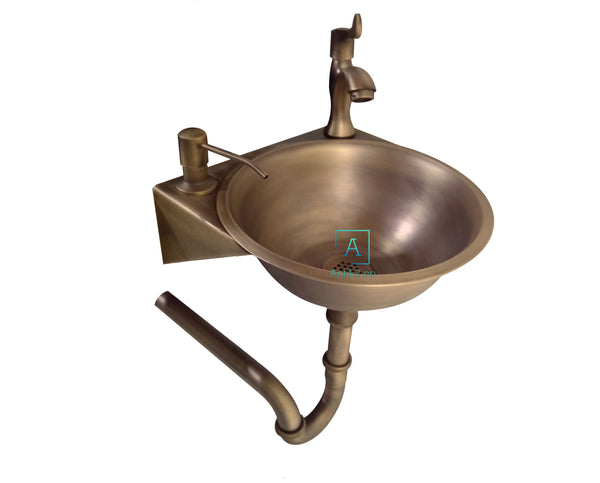Set Lavamanos 30x28cm Vintage a pared Bronce Antiguo