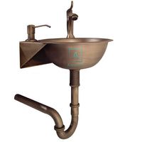 Set Lavamanos 35x32cm Vintage a pared Bronce Antiguo