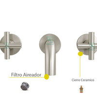 Grifería Pared Novo Níquel Satín