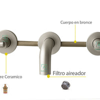 Grifería Pared Novo Palanca Níquel Satín