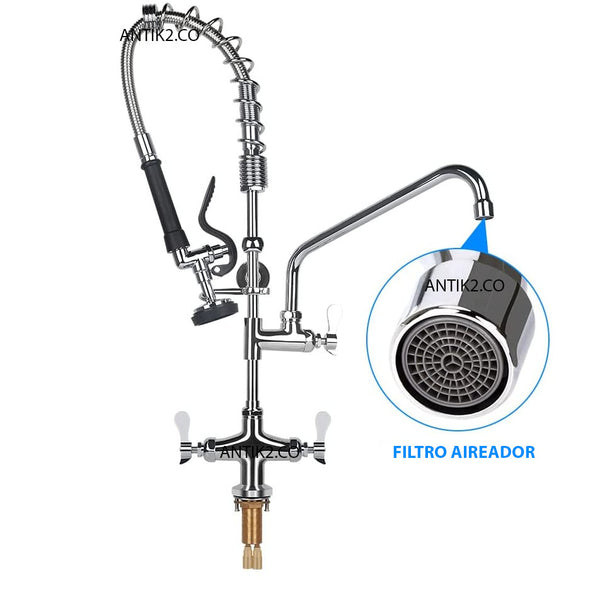 Griferia Mezclador Lavaplatos Industrial Doble Salida Antik2