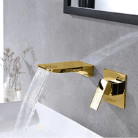 Mezclador  Lavamanos Monomando Pared Dorado