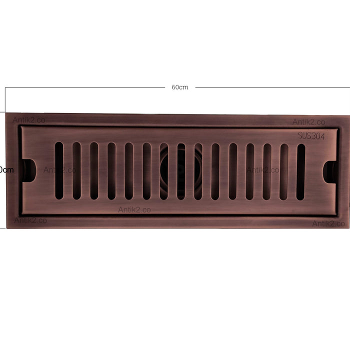 Rejilla Piso  Cobre Antiguo  Rectangular 60cm