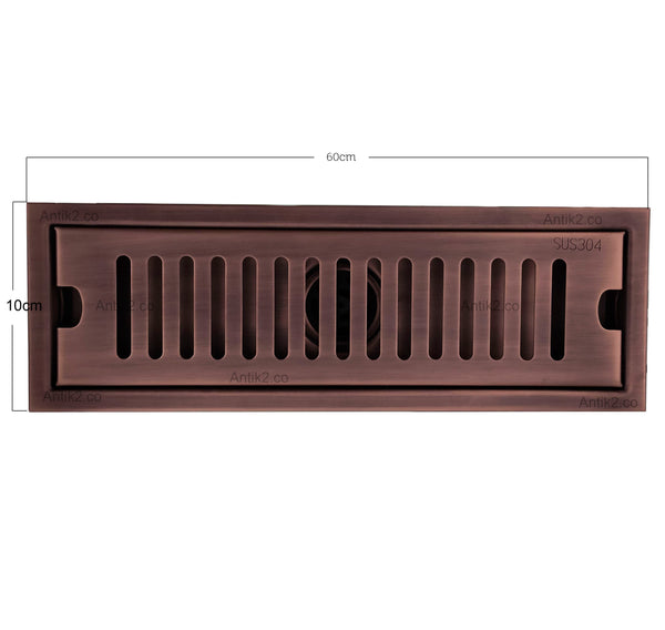 Rejilla Piso  Cobre Antiguo  Rectangular 60cm