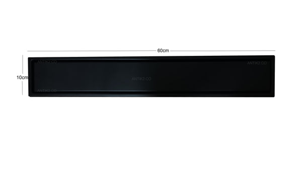 Rejilla piso  rectangular  60cm negra con tapa para recubrimiento