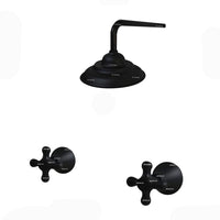 Mezclador Cruceta  Vintage  Negro + Ducha 20cm