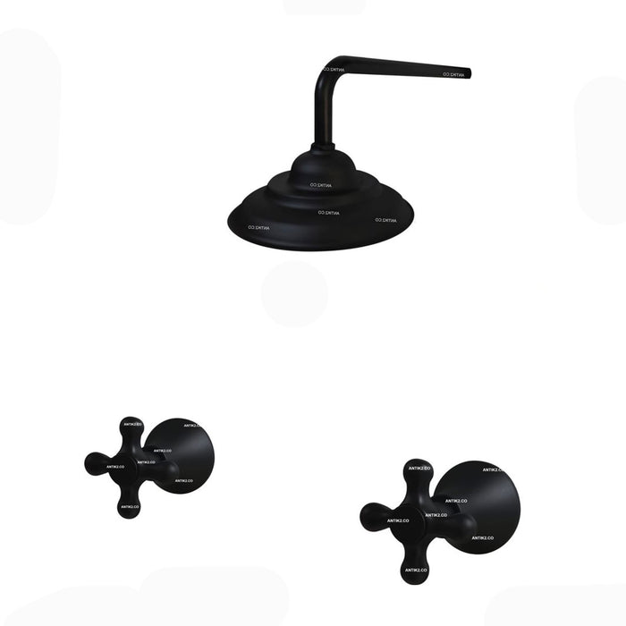 Mezclador Cruceta  Vintage  Negro + Ducha 20cm