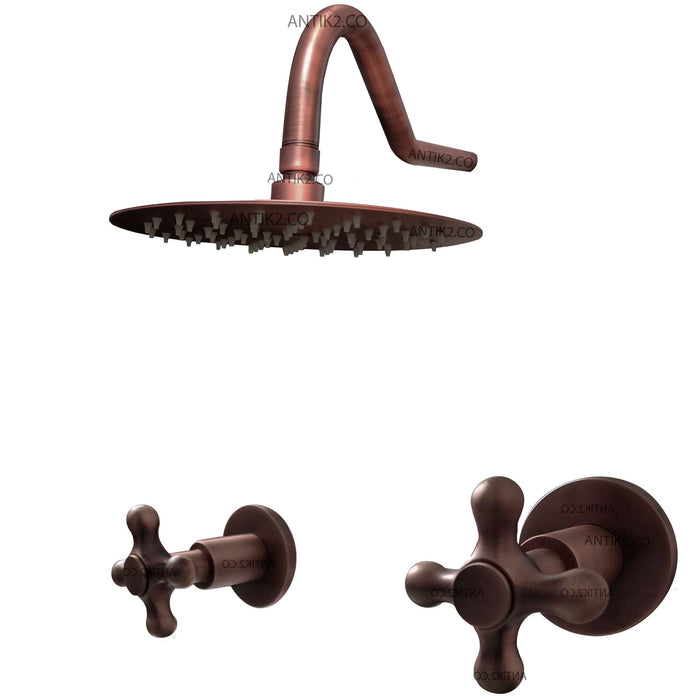 Mezclador Cobre Antiguo + Ducha 25cm