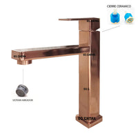 Griferia lavamanos baja Cuadrada  Oro rosa (Agua fria)