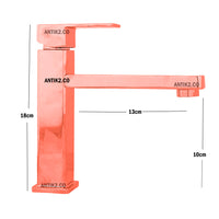 Griferia lavamanos baja Cuadrada  Oro rosa (Agua fria)