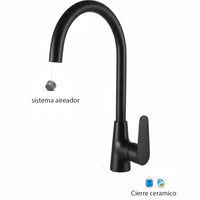 Griferia Monomando Curvos Alto negro