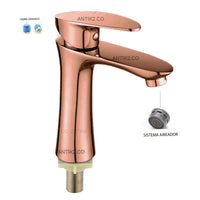Griferia lavamanos Foglia Oro rosa (Agua fria)
