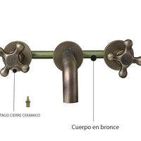 Mezclador Vintage Pared Bronce Antiguo