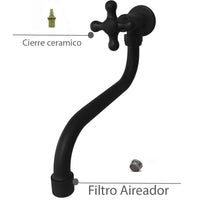 Griferia Pared Vintage Kaly Negro Mate