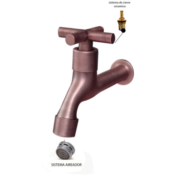 Llave pared Terminal Cruz Vintage Cobre Antiguo