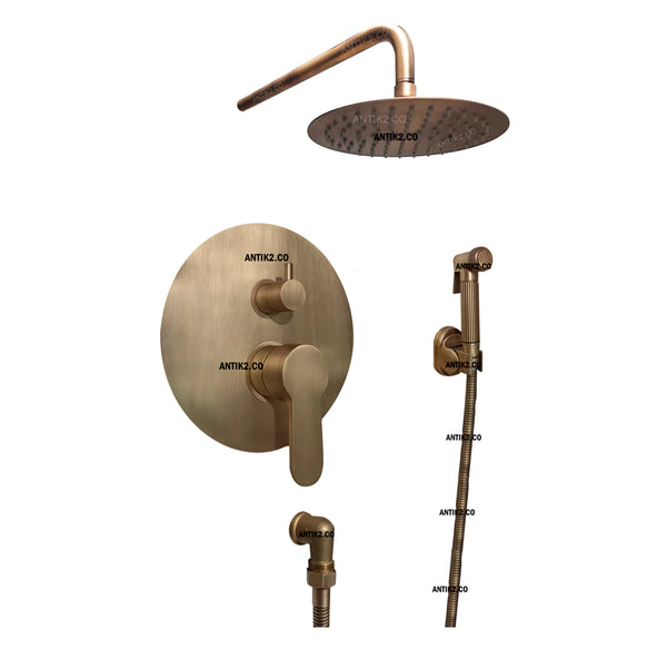 Mezclador Monomando Bronce Antiguo + Ducha  20cm