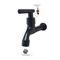Llave terminal Pared Palanca Negro Mate (Agua fria)
