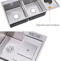 Lavaplatos Doble poceta Acero inoxidable 304