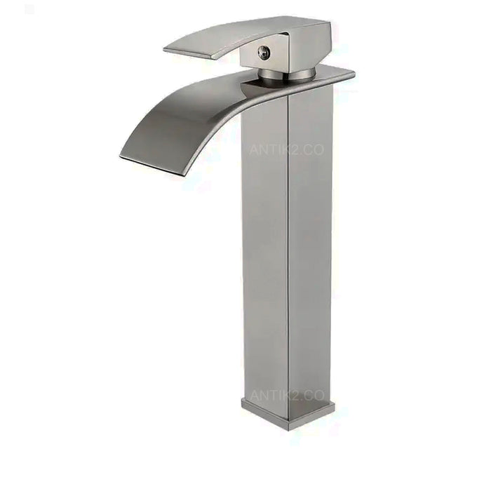 Griferia Mezclador monomando Cascada  Niquel satin Alto