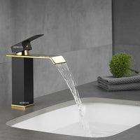 MezcladorMonomando Tipo Cascada  Negro/Dorado