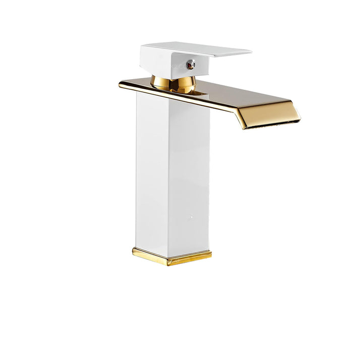 Griferia mezclador Lavamanos Casacada Blanco/Dorado