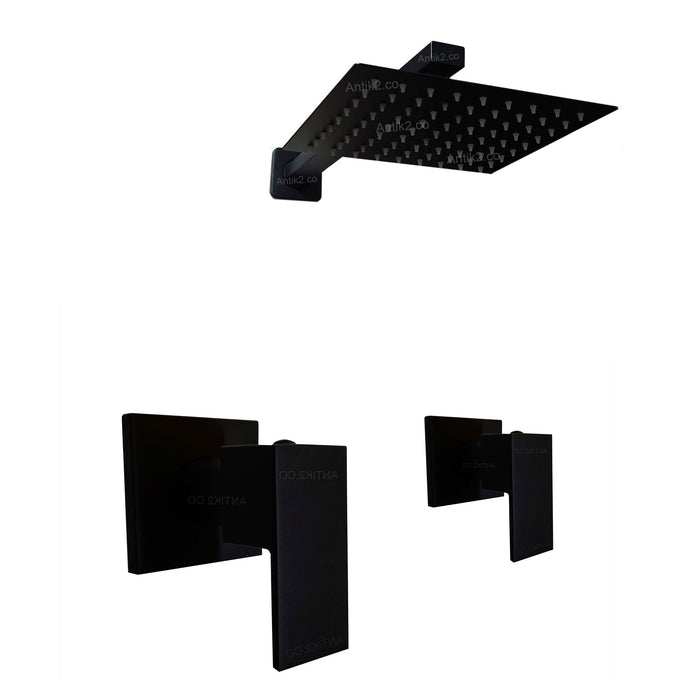 Mezclador cuadrado  Negro + Ducha 30x30cm