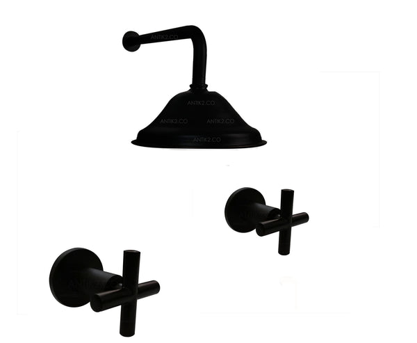 Mezclador Vintage  Negro + Ducha 25cm