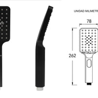 Ducha telefono Negra Doble Funcion + Manguera, Soporte y Desviador