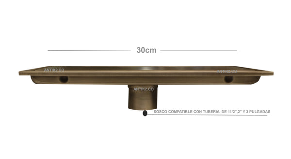 Rejilla Piso  Bronce Antiguo Invisible 30x10cm