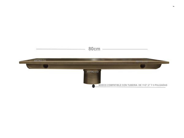 Rejilla Piso  Bronce Antiguo Invisible 80x10cm