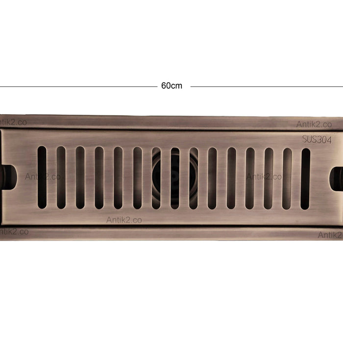 Rejilla piso Bronce Antiguo Rectangular  60cm