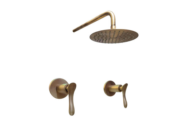 Mezclador Ducha Vintage Bronce Antiguo + Ducha 20cm