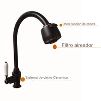 Griferia Vintage Alta Doble Chorro Negro Antiguo