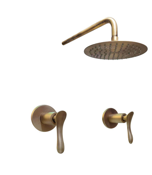 Mezclador Ducha Vintage Bronce Antiguo + Ducha 30cm