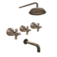 Mezclador Ducha  Salida Tina Bronce Antiguo + Ducha  25cm
