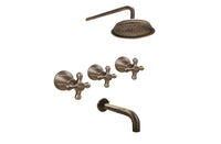Mezclador Ducha  Salida Tina Bronce Antiguo + Ducha  25cm