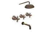 Mezclador Ducha  Salida Tina Bronce Antiguo + Ducha  30cm