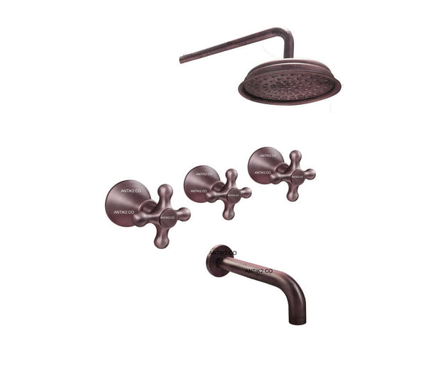 Mezclador Con Salida Tina  Cobre Antiguo + Ducha  25