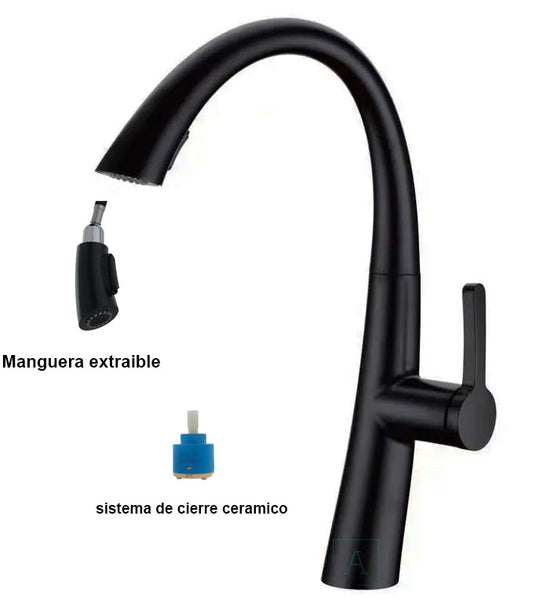 Griferia Cocina Monomando kary Extraible Negro