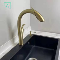 Griferia Extraible Mezclador Luxor  Oro Cepillado