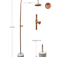 Ducha tipo pscina cobre natural con soporte