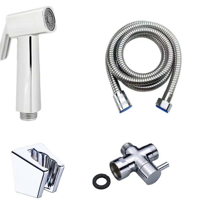 Set Ducha Bidet Slim Con Soporte + Desviador Niquel Brillante