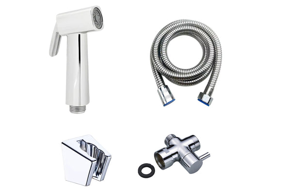 Set Ducha Bidet Slim Con Soporte + Desviador Niquel Brillante