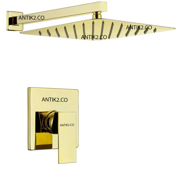 Griferia Monomando Dorado + Ducha 25x25cm