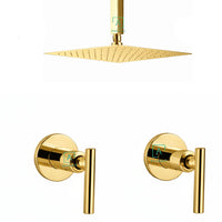 Mezclador Ducha novo Dorado + Ducha a techo 25x25cm